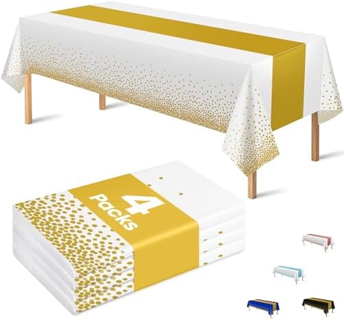 4 Pack Disposable Plastic Table Cloths for Parties
