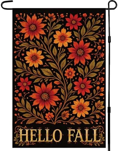 Fall Decor - Hello Fall Floral Garden Flag | Thanksgiving P…