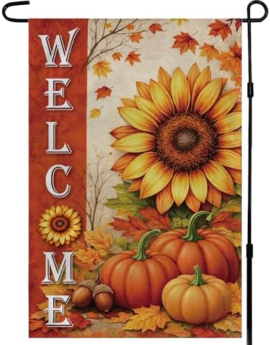 Fall Decor - Sunflower Pumpkin Garden Flag | Thanksgiving P…