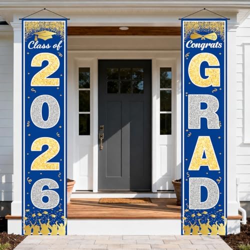 Graduation Decorations 2026 2027- Blue Gold Congrats Grad P…