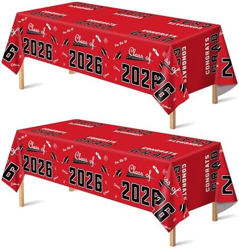 Graduation Decorations 2026 2027- Disposable Plastic Red Ta…