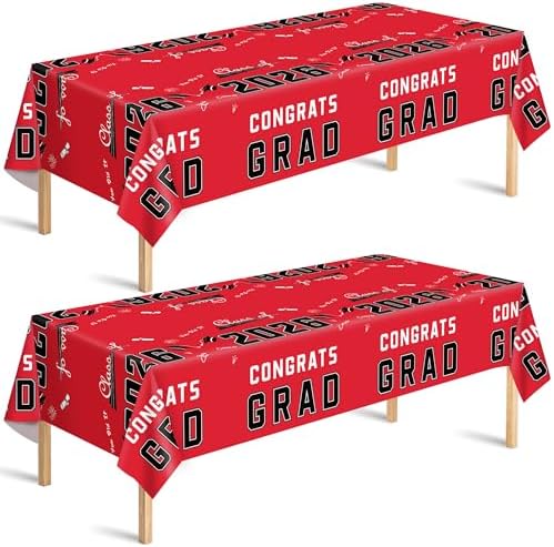 Graduation Party Decorations 2026 2027- Plastic Red Tablecl…
