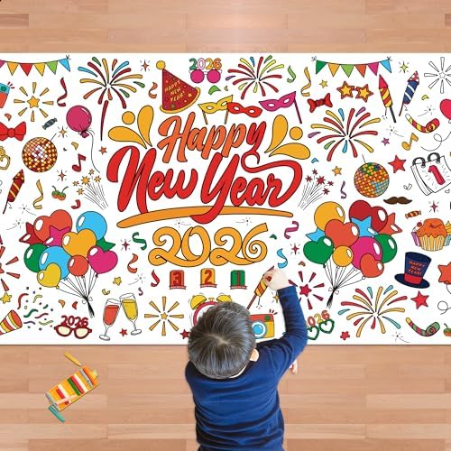 Happy New Year Giant Coloring Poster/Tablecloth
